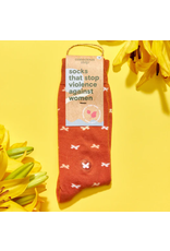 India Crew Socks That Stop Violence Against Women - Orange w/ Butterflies