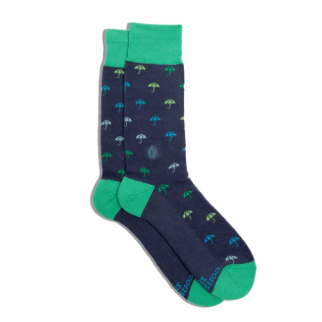 Crew Socks That Give Water - Navy Umbrella