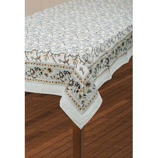 India Silver Floral Tablecloth (60x90)