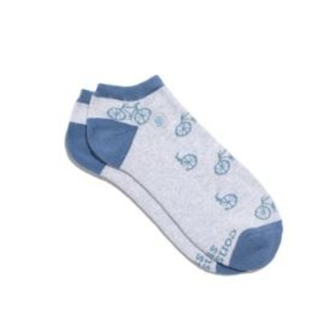 Ankle Socks That Give Books - Gray w/ Bicycles