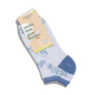 India Ankle Socks That Give Books - Gray w/ Bicycles