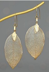 China Gold One-Of-A-Kind Leaf Earrings, China