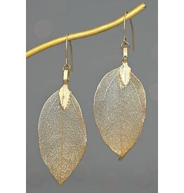 China Gold One-Of-A-Kind Leaf Earrings, China