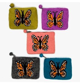 Nepal Monarch Butterfly Felt Coin Purse, Nepal