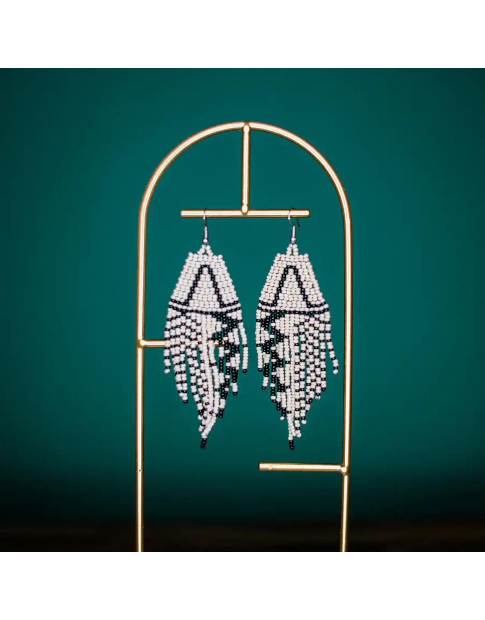 Guatemala Beaded Rayas Earrings - Neutral, Guatemala