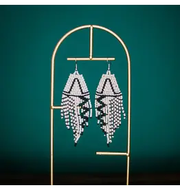 Guatemala Beaded Rayas Earrings - Neutral, Guatemala