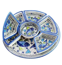 Tunisia Blue Fish Ceramic Tapas Server (7pcs), Tunisia