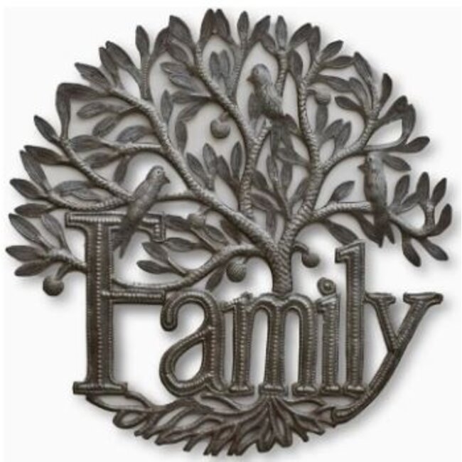 Cut Metal Steel Drum Wall Art - Family Tree of Life