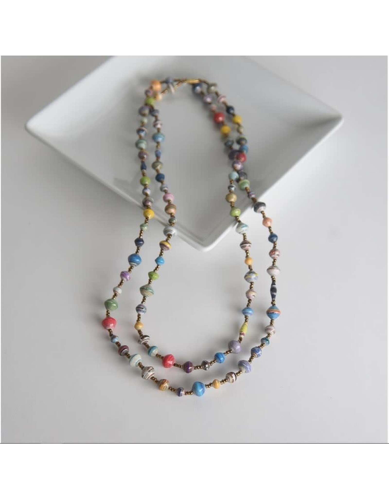 Uganda Multicolour Paper Bead Necklace, Uganda