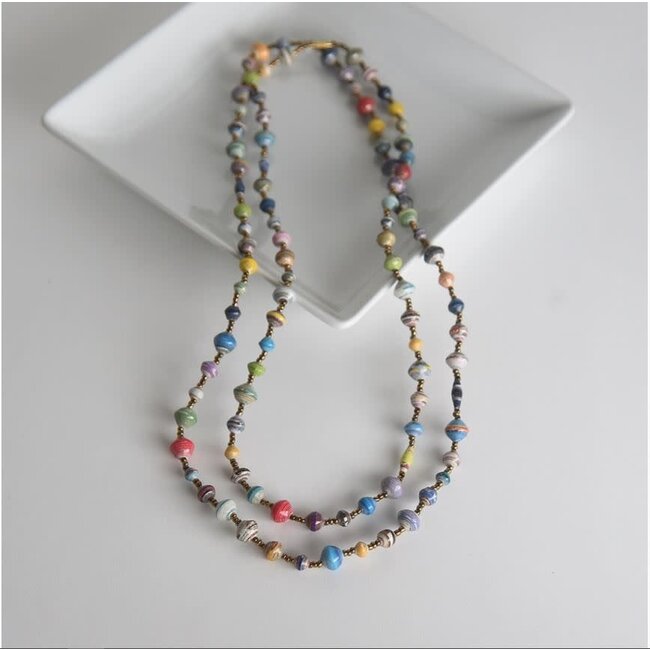Multicolour Paper Bead Necklace