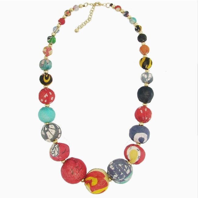 Upcycled Sari Graduated Bead Statement Necklace