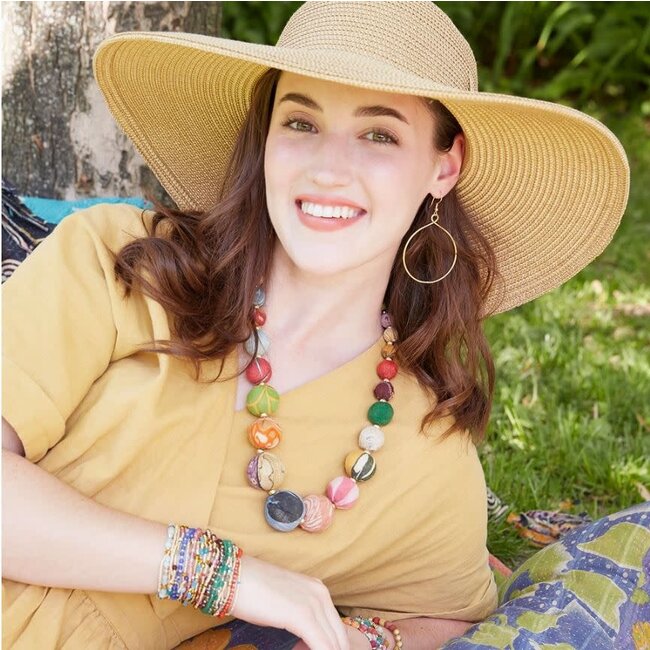 Upcycled Sari Graduated Bead Statement Necklace