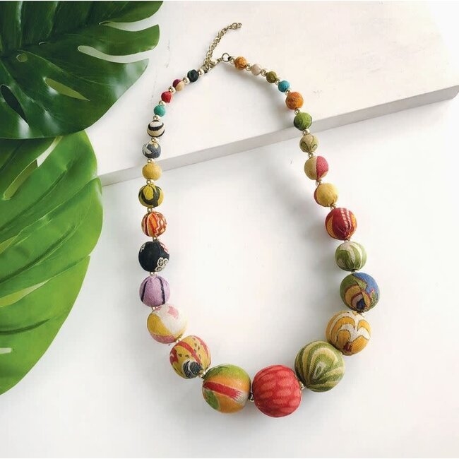 Upcycled Sari Graduated Bead Statement Necklace