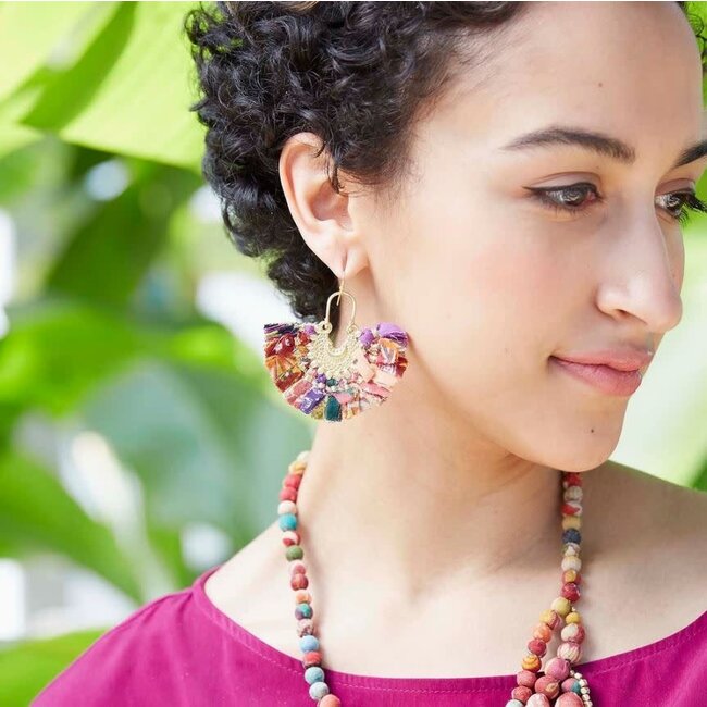 Upcycled Sari Ornamental Chandelier Earrings