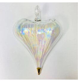 Egypt Blown Glass Heart Ornament - Pearlescent, Egypt