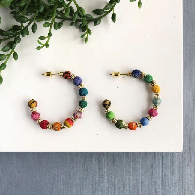 Upcycled Sari Paillette Hoops