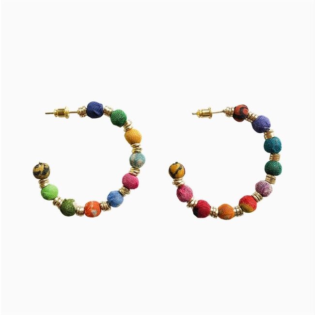 Upcycled Sari Paillette Hoops