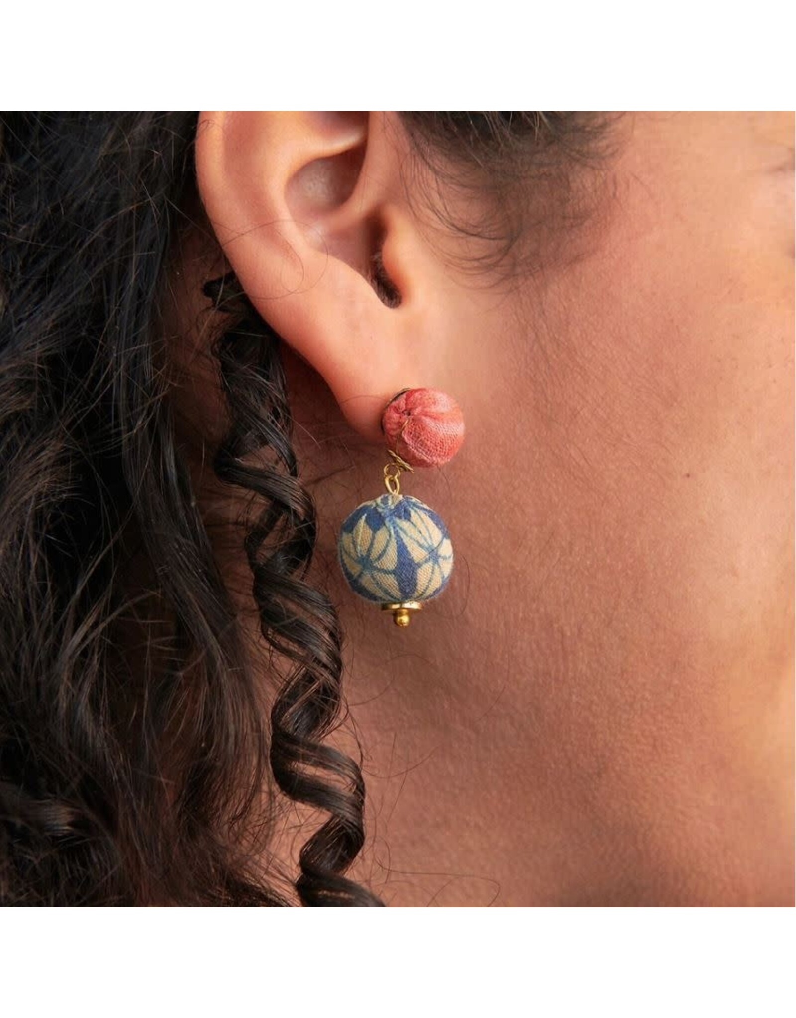 India Upcycled Sari Betty Drop Earrings, India