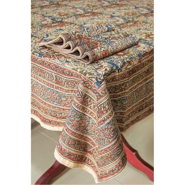 Rose & Navy Kalamkari Tablecloth (60x90)