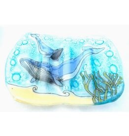 Ecuador Fused Glass Humpback Whale Soap Dish, Ecuador