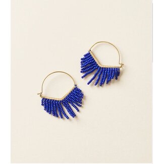 India Earrings  - Kalapriya Bright Blue on Gold Hoop