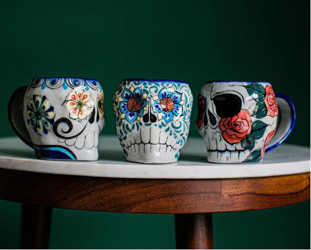 Sugar Skull Skeleton Mug, Guatemala - Village Goods