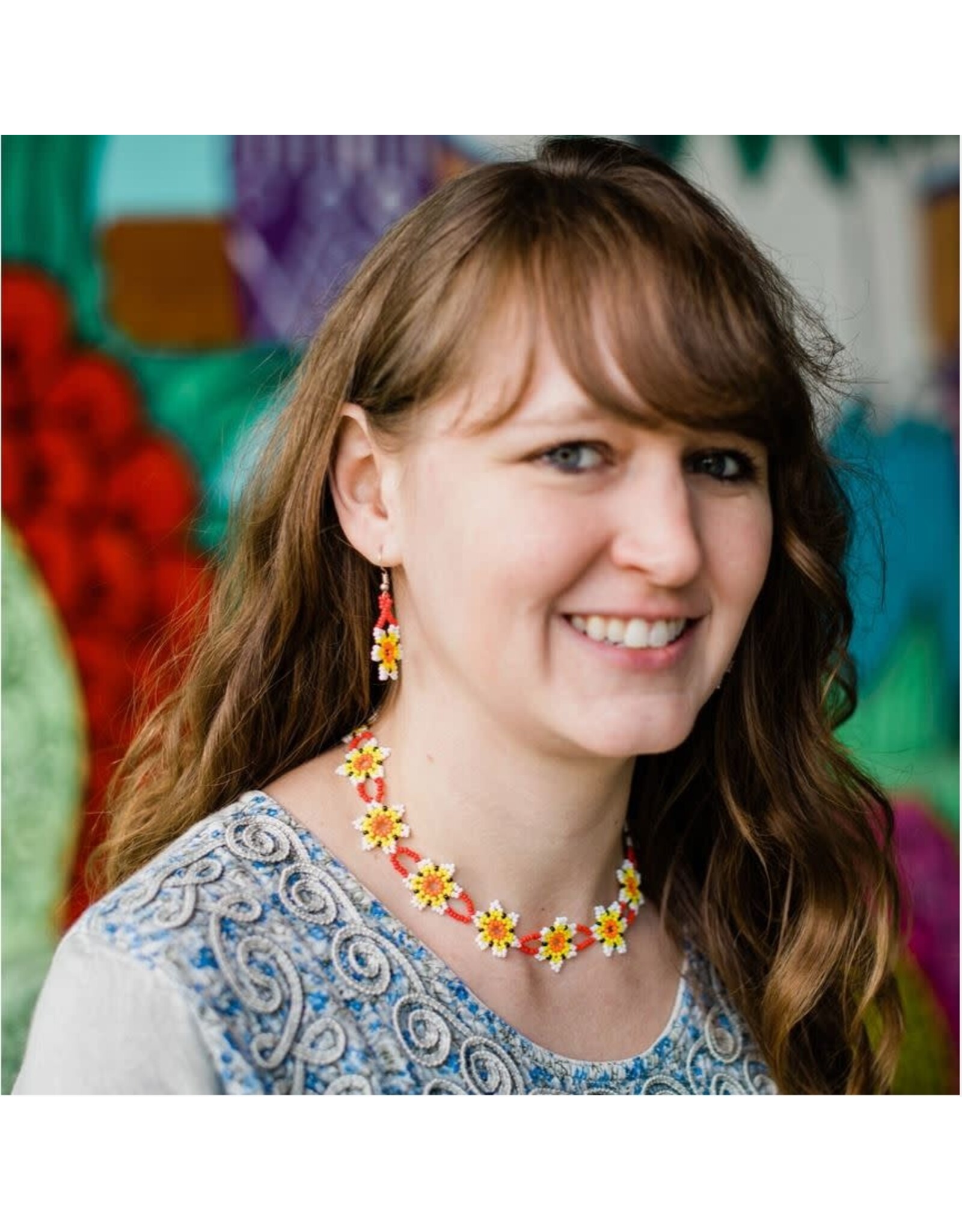 Guatemala Beaded Daisy Chain Dia Necklace, Guatemala