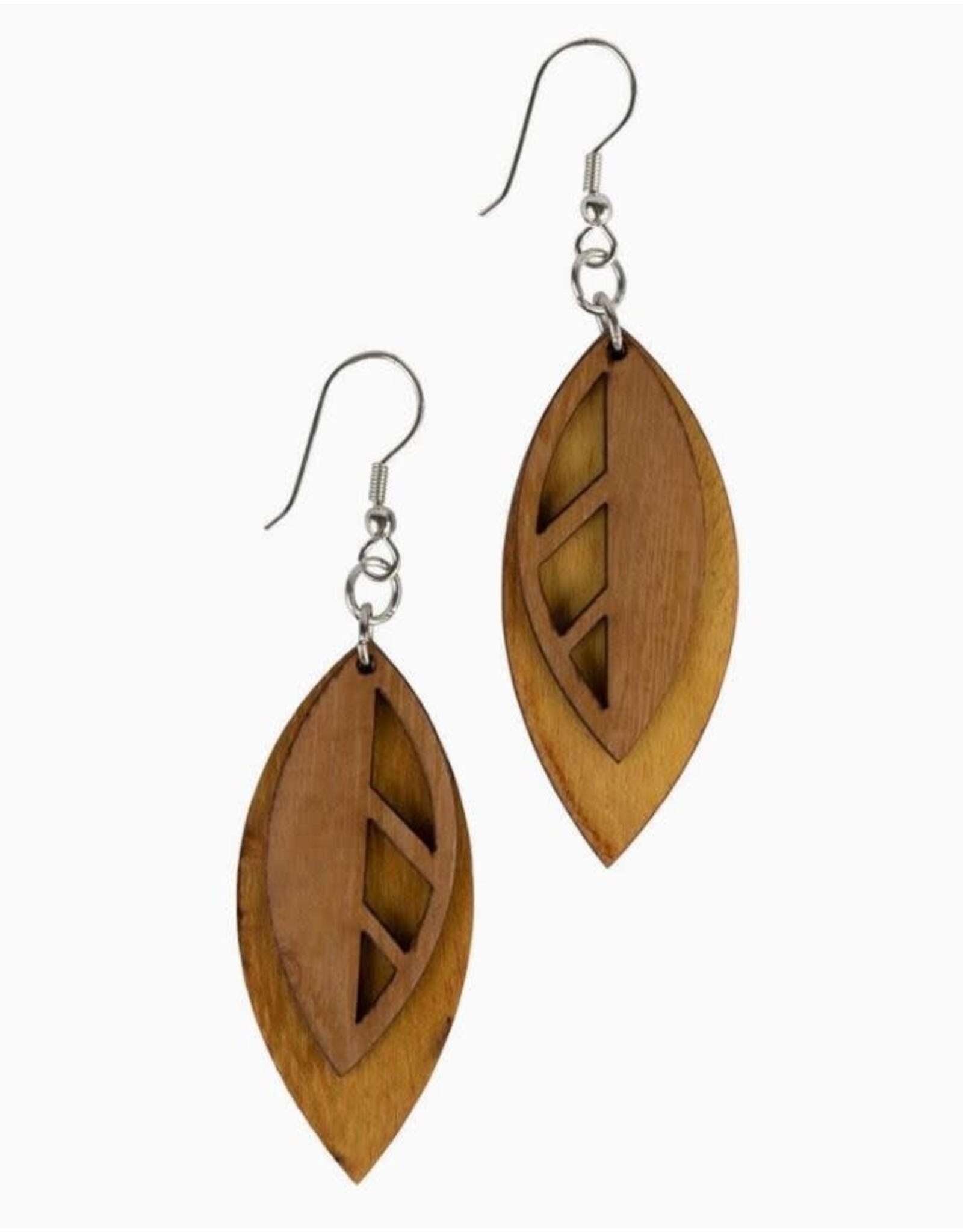 Philippines Falling Leaves Wood Earrings, Philippines