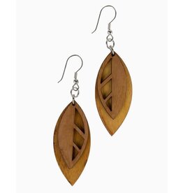 Philippines Falling Leaves Wood Earrings, Philippines