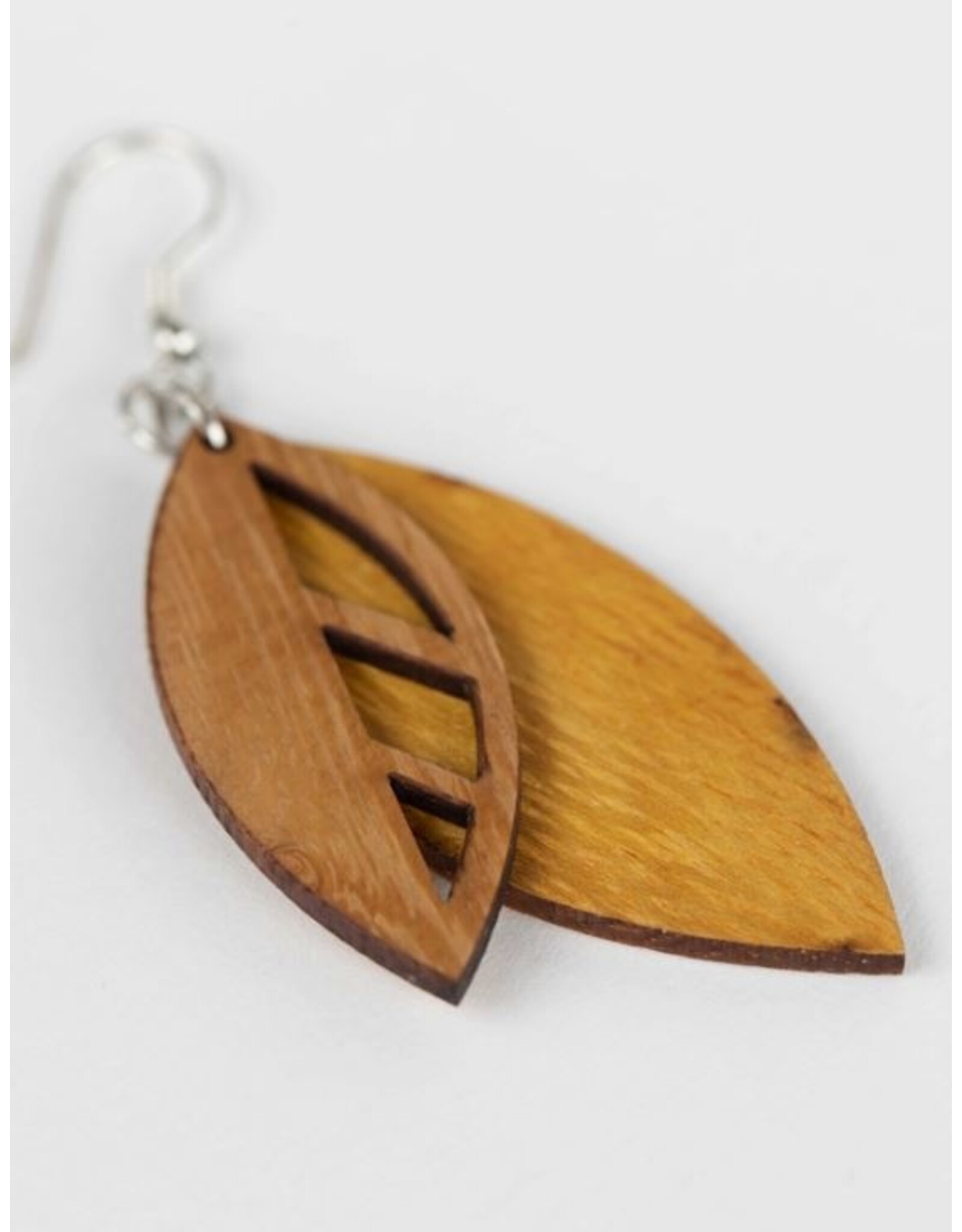 Philippines Falling Leaves Wood Earrings, Philippines