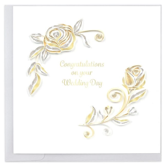 Quilled Card - Wedding White Rose