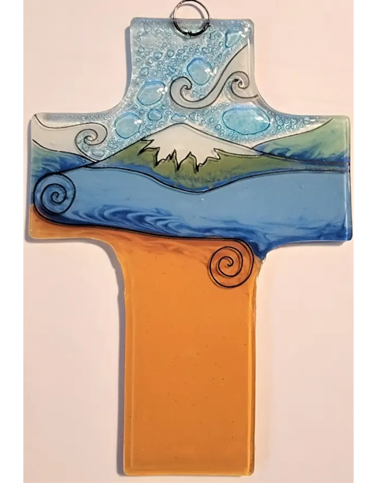 Ecuador Fused Glass Mountain Cross, Ecuador