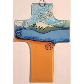 Ecuador Fused Glass Cross - Mountain