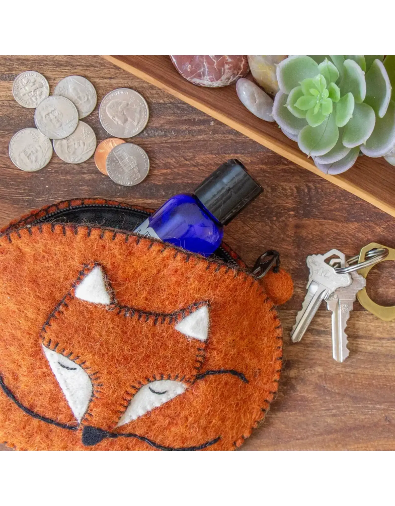 Nepal Fox Felt Coin Purse
