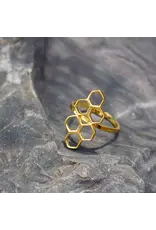 India Adjustable Brass Honeycomb Ring - India