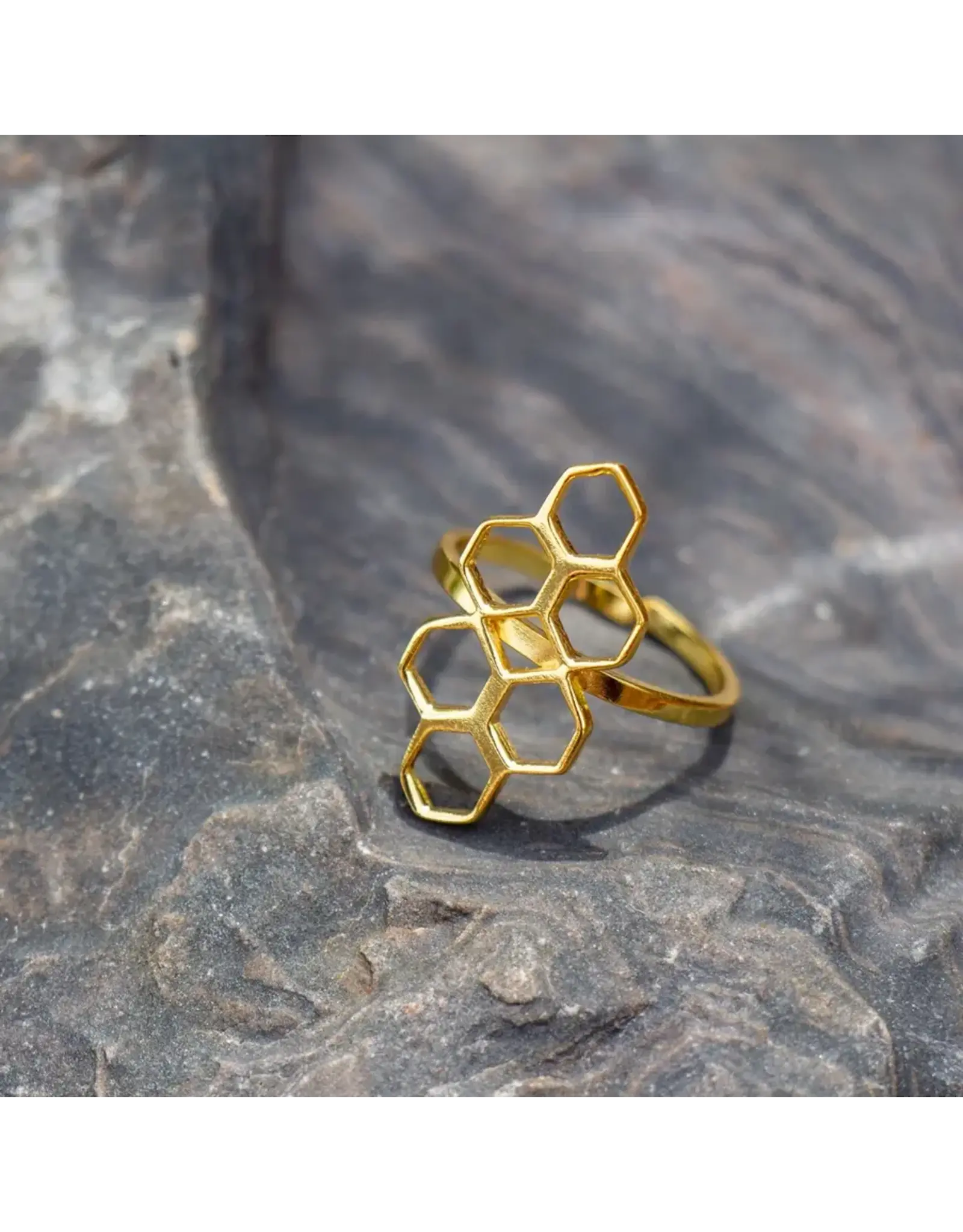 India Adjustable Brass Honeycomb Ring - India