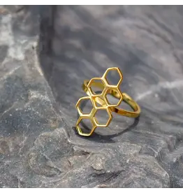 India Adjustable Brass Honeycomb Ring - India