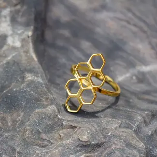 India Adjustable Brass Honeycomb Ring