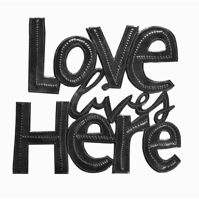 CLEARANCE Cut Metal Steel Drum Wall Art - Love Lives Here