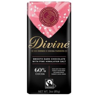 Ghana Divine Pink Himalayan Salt 60% Dark Chocolate Bar 85g Ghana Divine Pink Himalayan Salt 60% Dark Chocolate Bar 85g