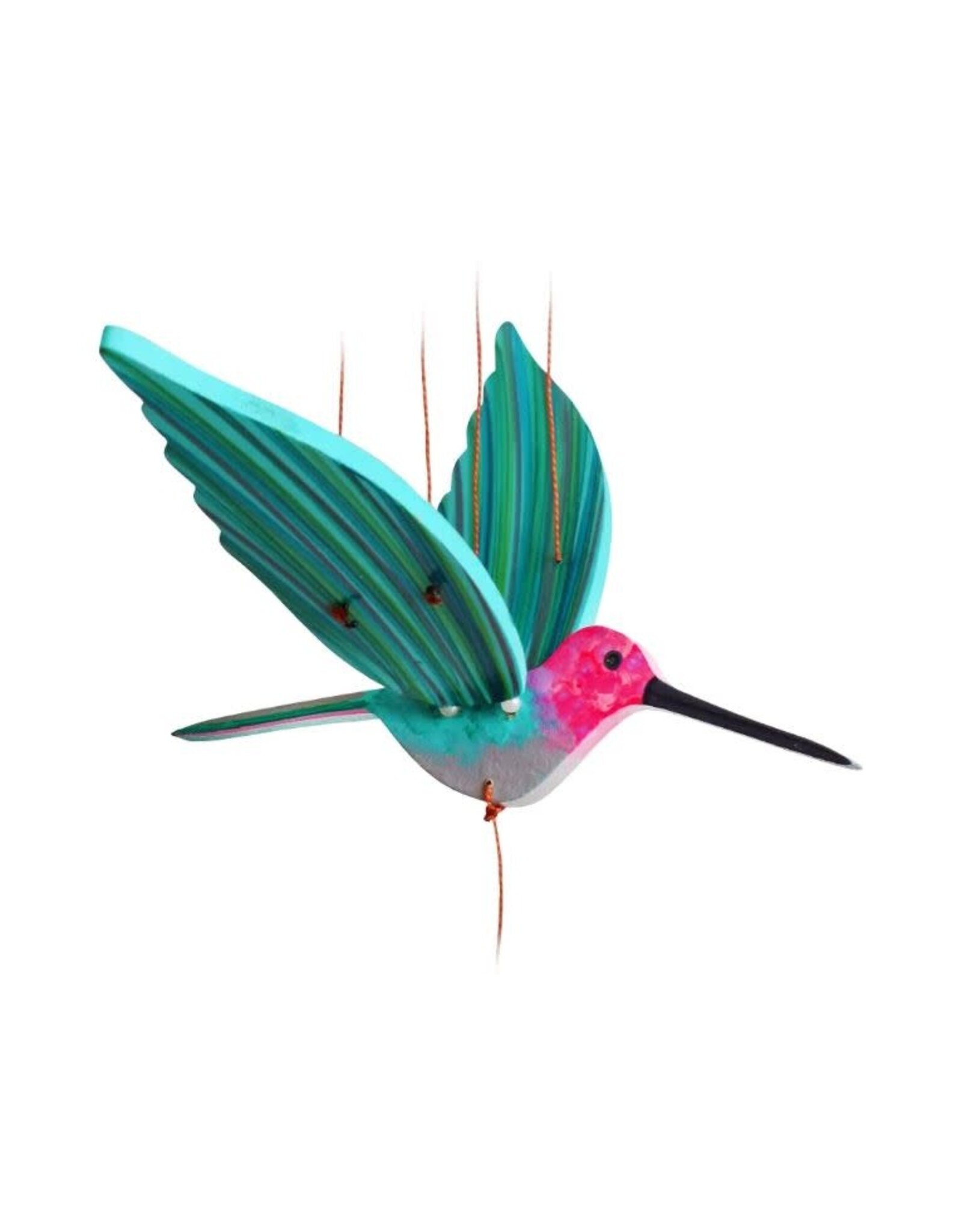 Colombia Green & Pink Anna's Hummingbird Flying Mobile