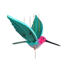 Colombia Green & Pink Anna's Hummingbird Flying Mobile