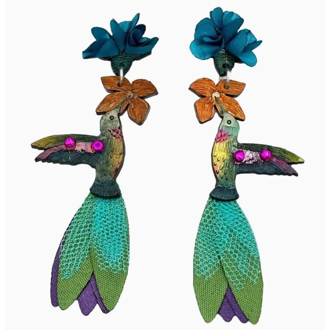 Gourd Earrings - Hummingbird