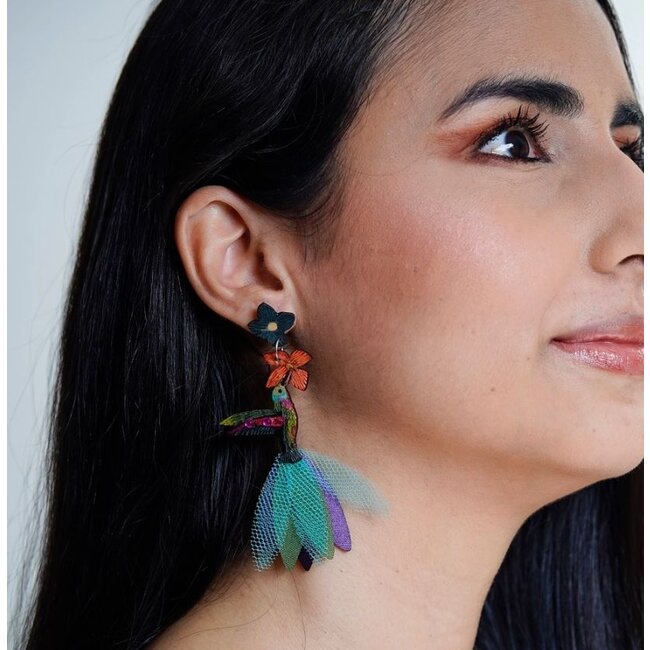 Gourd Earrings - Hummingbird