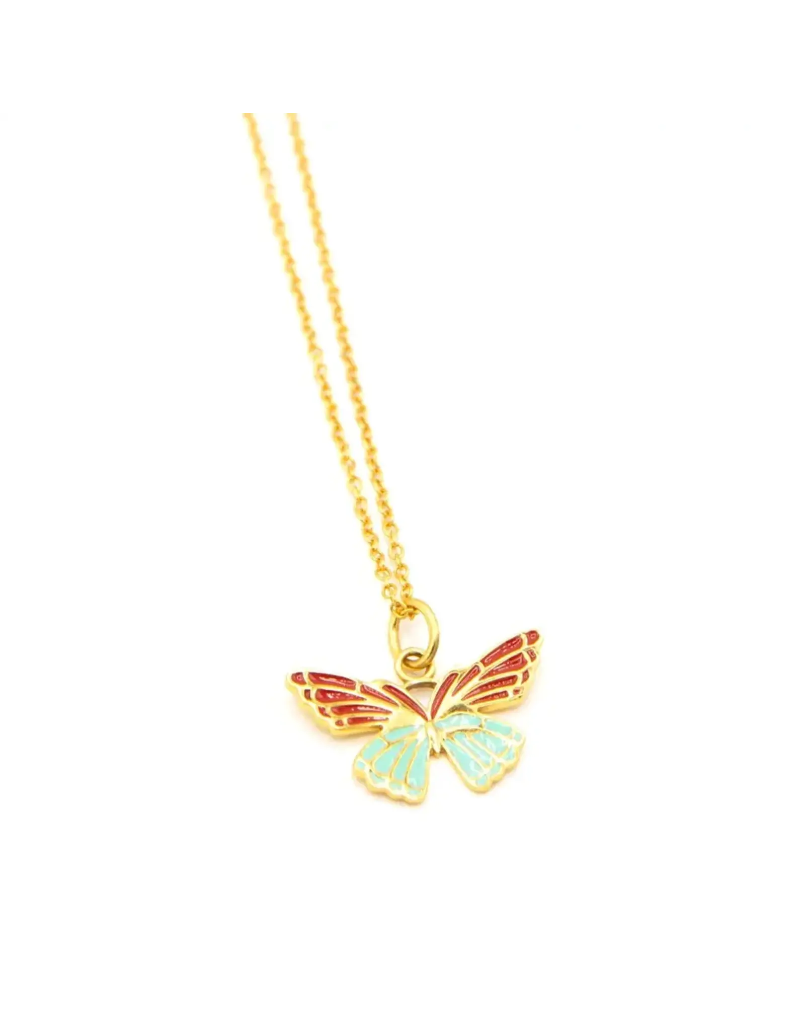 India Fly Free Butterfly Enamel Necklace, India