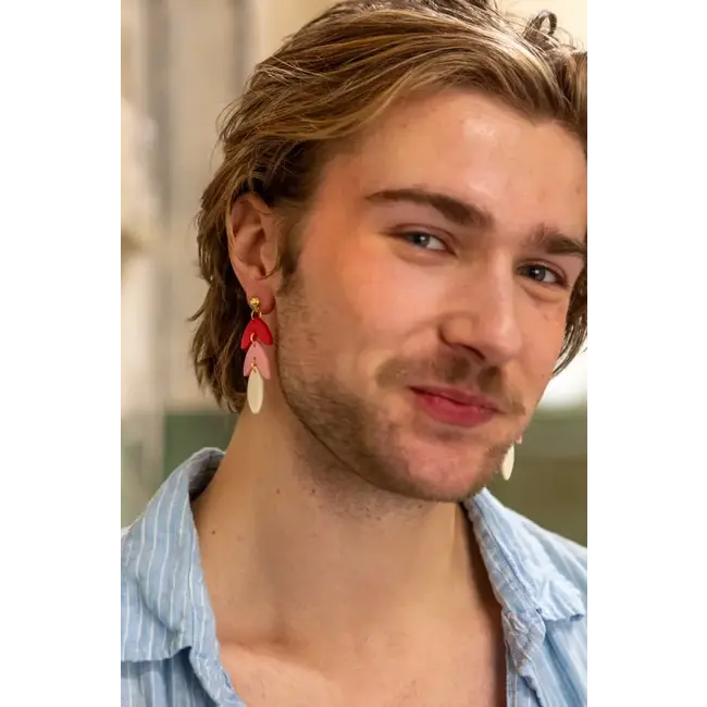 Pink Caladium Bone Earrings