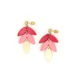 India Pink Caladium Bone Earrings, India