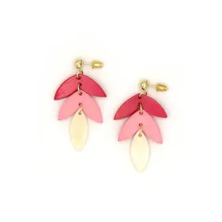 India Pink Caladium Bone Earrings India Pink Caladium Bone Earrings
