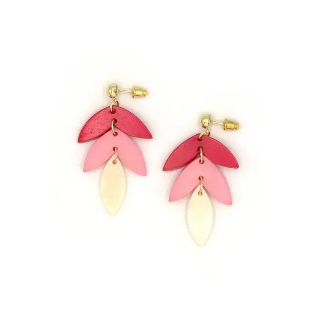 Pink Caladium Bone Earrings