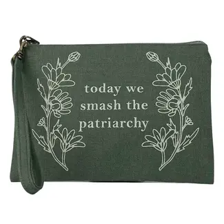 Cambodia Wristlet Pouch - Smash the Patriarchy - Army Green